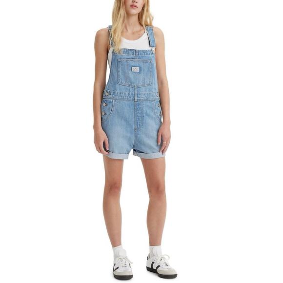 Levi’s Women’s XL Vintage Jean Shortalls Overalls Adjustable Strap Cuffed NWT - Picture 1 of 10